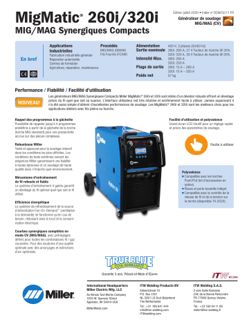 MigMatic® 320i | Miller MigMatic® 260i spécification | Fixfr