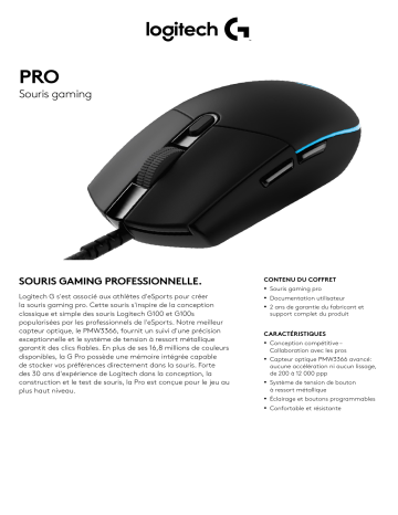 Logitech G Pro Souris Gaming spécification | Fixfr