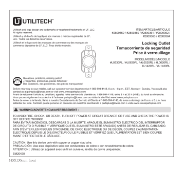 L0520RL | Utilitech L1420RL 20-Amp Industrial Round Outlet Black Installation manuel | Fixfr