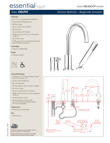 Keeney DEL43CCP Delphi Chrome 1-Handle Residential Deck-Mount Roman Bathtub Faucet Manuel utilisateur | Fixfr