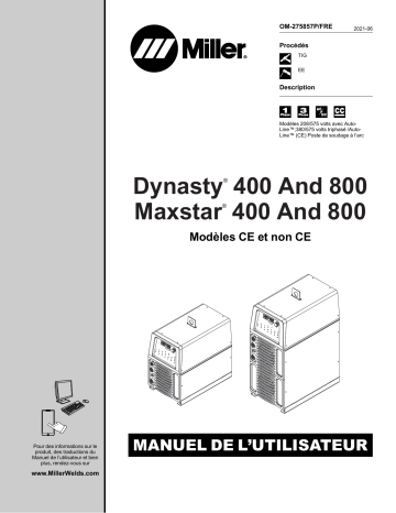 MAXSTAR 400 | DYNASTY 400 | MAXSTAR 800 | Miller DYNASTY 800 Manuel utilisateur | Fixfr