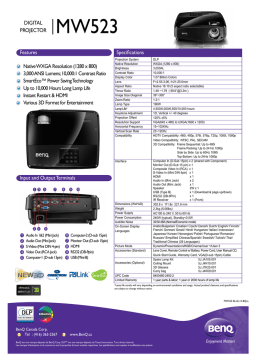 BenQ MW523 PROJECTOR Manuel utilisateur