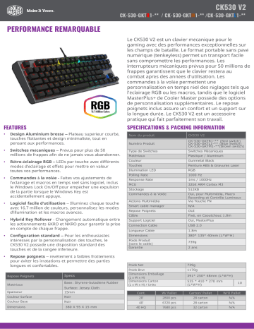 Cooler Master CK530 V2 Clavier gaming mécanique sans pavé numérique spécification | Fixfr