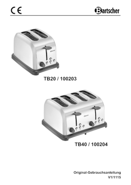 Bartscher 100203 Toaster TB20 Mode d'emploi