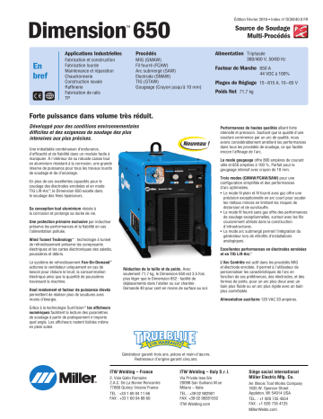 Miller Dimension™ 650 CC/CV spécification | Fixfr