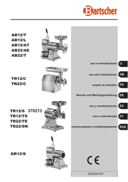 Bartscher 370213 Meat grinder 12SQO, 0,75 kW Mode d'emploi