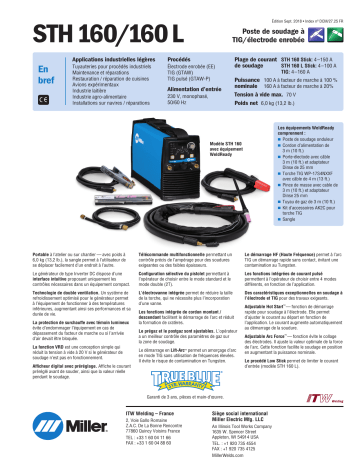 Miller STH 160 spécification | Fixfr