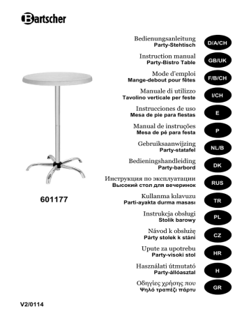 Bartscher 601177 Party - Bistro Table, folding Mode d'emploi | Fixfr