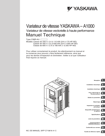 YASKAWA A1000 Drive Manuel utilisateur | Fixfr