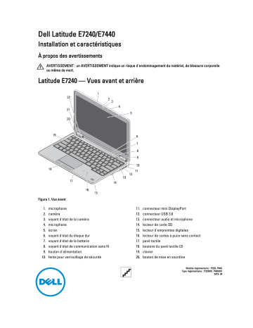 Dell Latitude E7240 Ultrabook laptop Manuel du propriétaire | Fixfr