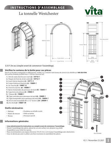 Vita Westchester Arbor Mode d'emploi | Fixfr