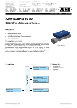 JUMO flowTRANS US W01 Ultrasonic Flowmeter for Liquid Fiche technique