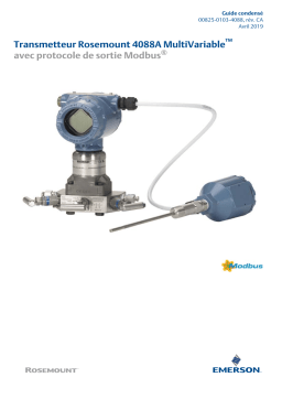 Rosemount 4088A Transmetteur MultiVariable avec protocole de sortie Modbus Mode d'emploi