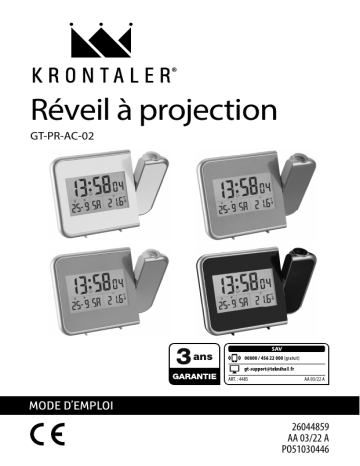 Krontaler GT-PR-AC-02 Projection Clock Manuel utilisateur | Fixfr