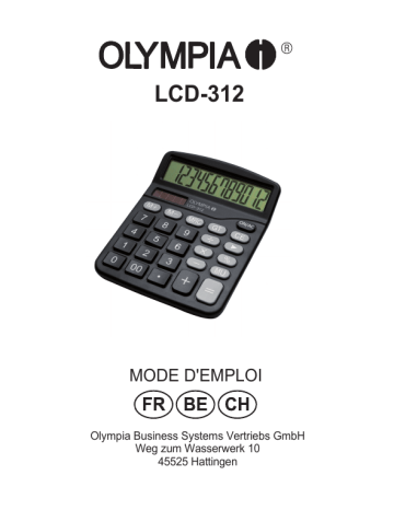 Olympia LCD 312 Calculators Manuel utilisateur | Fixfr