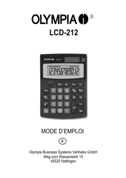 Olympia LCD 212 Calculators Manuel utilisateur