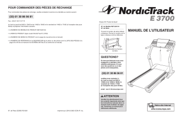 NordicTrack NETL9513 E3700 TREADMILL Manuel utilisateur | Fixfr