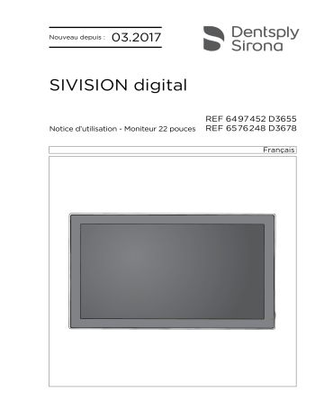 Dentsply Sirona Sivision Digital, 22 inch monitor DC and AC Model 2017 Mode d'emploi | Fixfr