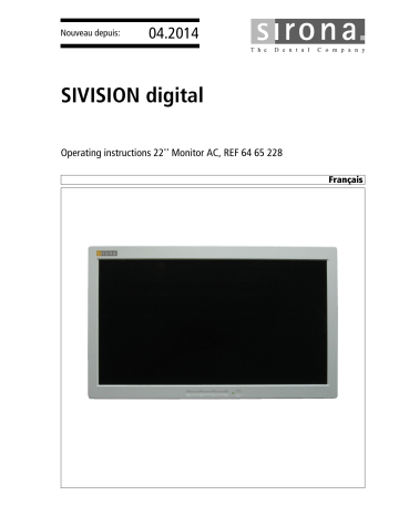 Dentsply Sirona Sivision Digital, 22 inch Monitor AC Mode d'emploi | Fixfr