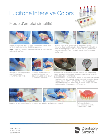 Dentsply Sirona Lucitone Mode d'emploi | Fixfr