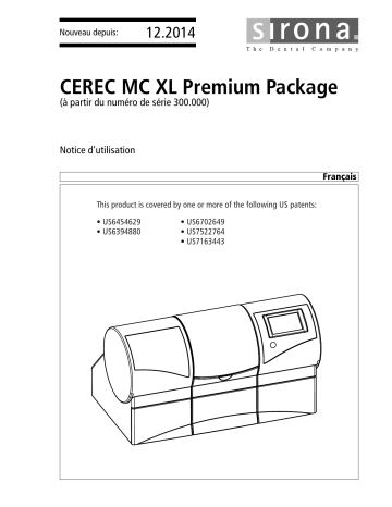 Dentsply Sirona CEREC MC XL Premium Package Mode d'emploi | Fixfr