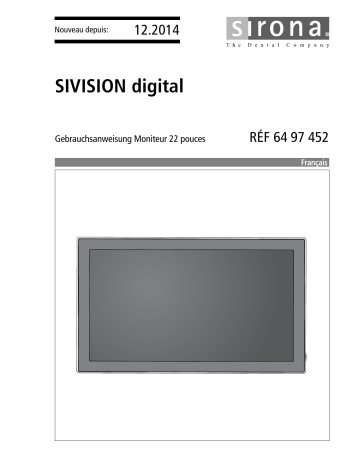 Dentsply Sirona Sivision Digital, 22 inch monitor AC Model 2015 Mode d'emploi | Fixfr