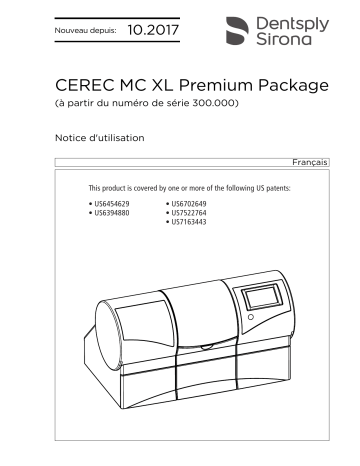 Dentsply Sirona CEREC MC XL Premium Package Mode d'emploi | Fixfr