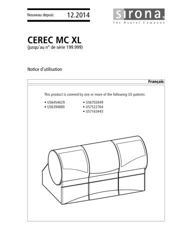 Dentsply Sirona CEREC MC XL Mode d'emploi | Fixfr