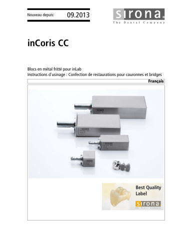 Dentsply Sirona inCoris CC Mode d'emploi | Fixfr