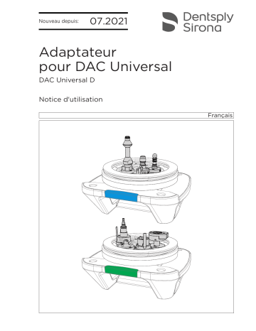 Dentsply Sirona Adapter for DAC Universal D, Blue Lid, Green Lid Mode d'emploi | Fixfr