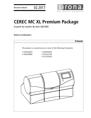 Dentsply Sirona CEREC MC XL Premium Package Mode d'emploi | Fixfr