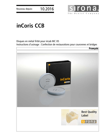 Dentsply Sirona inCoris CCB Mode d'emploi | Fixfr