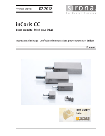 Dentsply Sirona inCoris CC Mode d'emploi | Fixfr