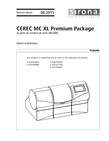 Dentsply Sirona CEREC MC XL Premium Package Mode d'emploi | Fixfr