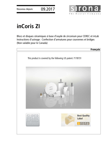 Dentsply Sirona inCoris ZI Mode d'emploi | Fixfr