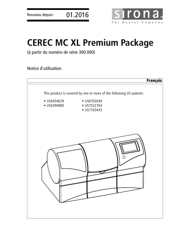 Dentsply Sirona CEREC MC XL Premium Package Mode d'emploi | Fixfr