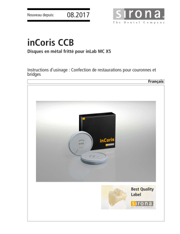 Dentsply Sirona inCoris CCB Mode d'emploi | Fixfr