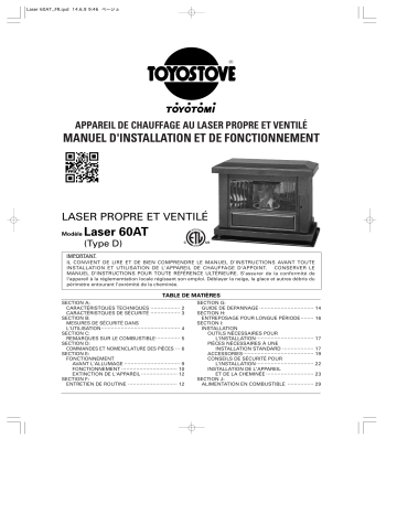 Toyotomi Laser 60AT Type D Vented Heater Manuel du propriétaire | Fixfr