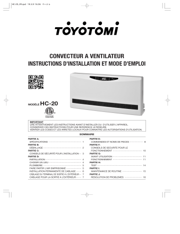 Toyotomi HC-20 Heat Convector Heat Convector Manuel du propriétaire | Fixfr