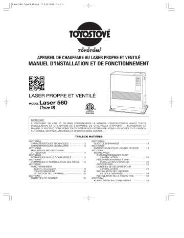 Toyotomi Laser 560 Type B Vented Heater Manuel du propriétaire | Fixfr