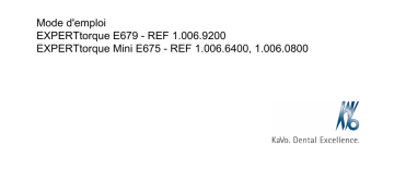 KaVo EXPERTtorque E679L+E675L Mode d'emploi | Fixfr
