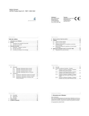 KaVo INTRA Prophy L31 Mode d'emploi | Fixfr