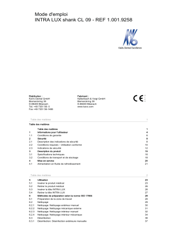 KaVo INTRA LUX CL 09 Mode d'emploi | Fixfr