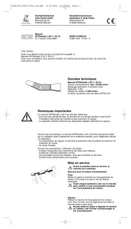 KaVo INTRAmatic LUX 3 29 LH Mode d'emploi | Fixfr