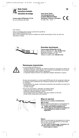 KaVo INTRAmatic Contra angle 25 CN Mode d'emploi | Fixfr