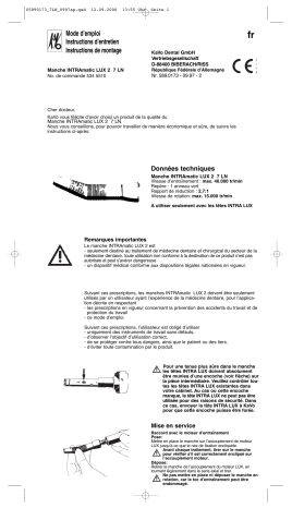 KaVo INTRAmatic LUX 2 7 LN handle Mode d'emploi | Fixfr