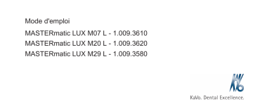 KaVo MASTERmatic LUX M20 L Mode d'emploi | Fixfr