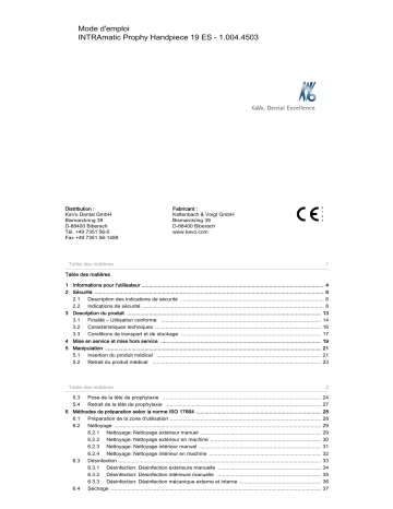 INTRAmatic 19 ES | KaVo INTRAmatic Prophy Handpiece 19 ES Mode d'emploi | Fixfr