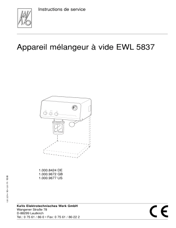 KaVo Vakuum Mixer EWL 5837 Mode d'emploi | Fixfr