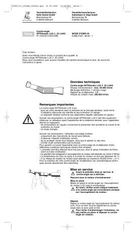 KaVo INTRAmatic Contre angle LUX 3 25 LHAS Mode d'emploi | Fixfr